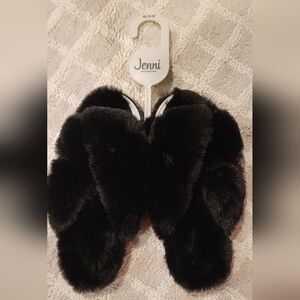 Jenni Open Toe Black super soft slippers